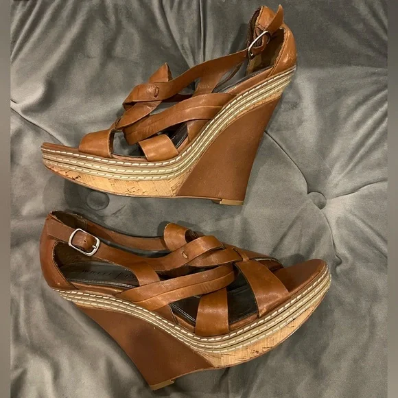 White House Black Market Leather Wedges - Picture 2 of 5